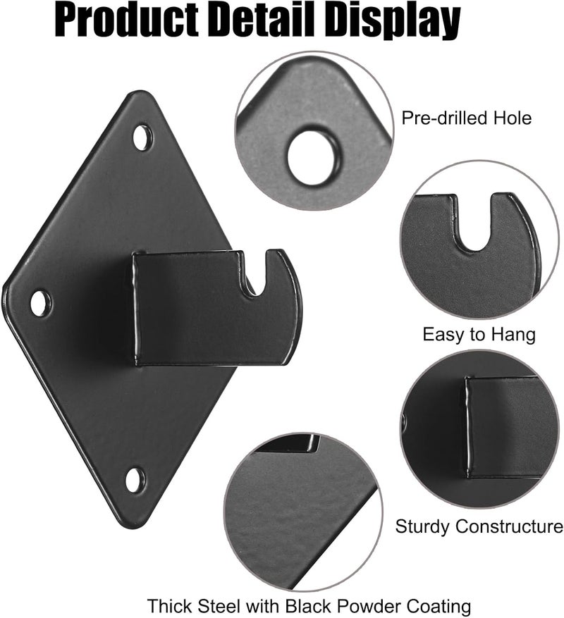 Kokone Gridwall Mount Brackets 32 Pcs Grid Wall Mount Bracket with Screws for Gridwalls, Slatgrids, Grid Panels Black Metal Grid Wall Panels Bracket Garage,Home - Image 4